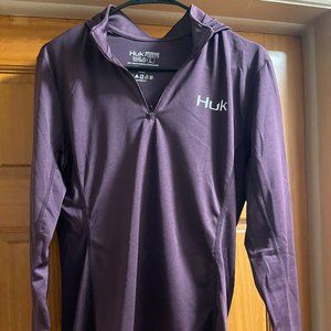 Huk Women's Purple Icon X 1/4 Zip Long-sleeved Hoodie, Size Large